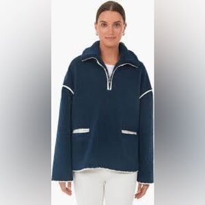 Tuckernuck Navy Rhodes Shearling Quarter Zip